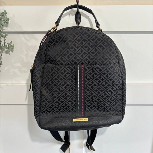Tommy Hilfiger Handbags - Tommy Hilfiger Signature Canvas Faux Leather Backpack